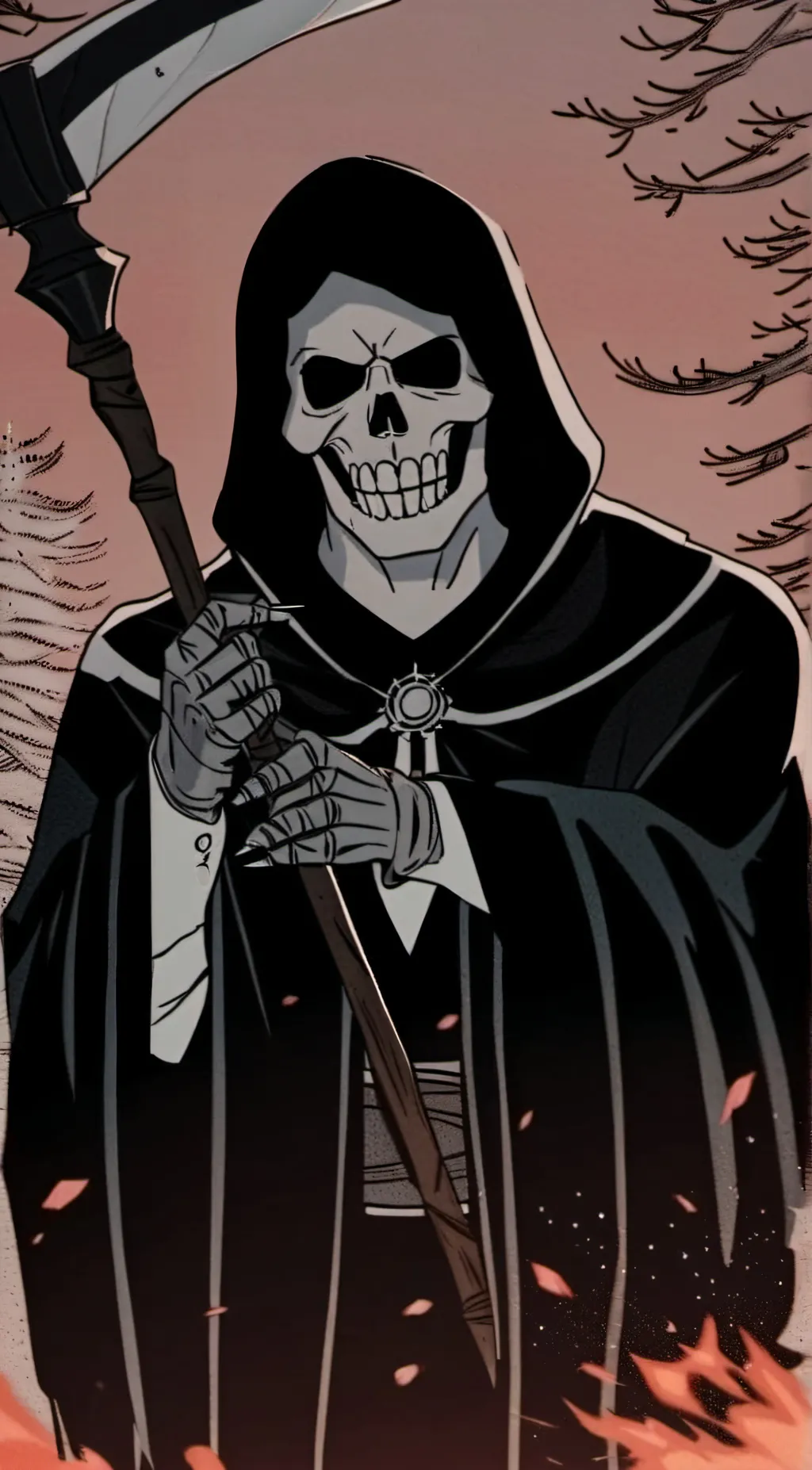 ai character: Grim background