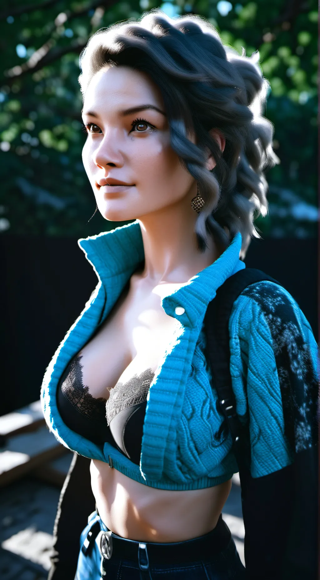 ai character: Big boobs bra background