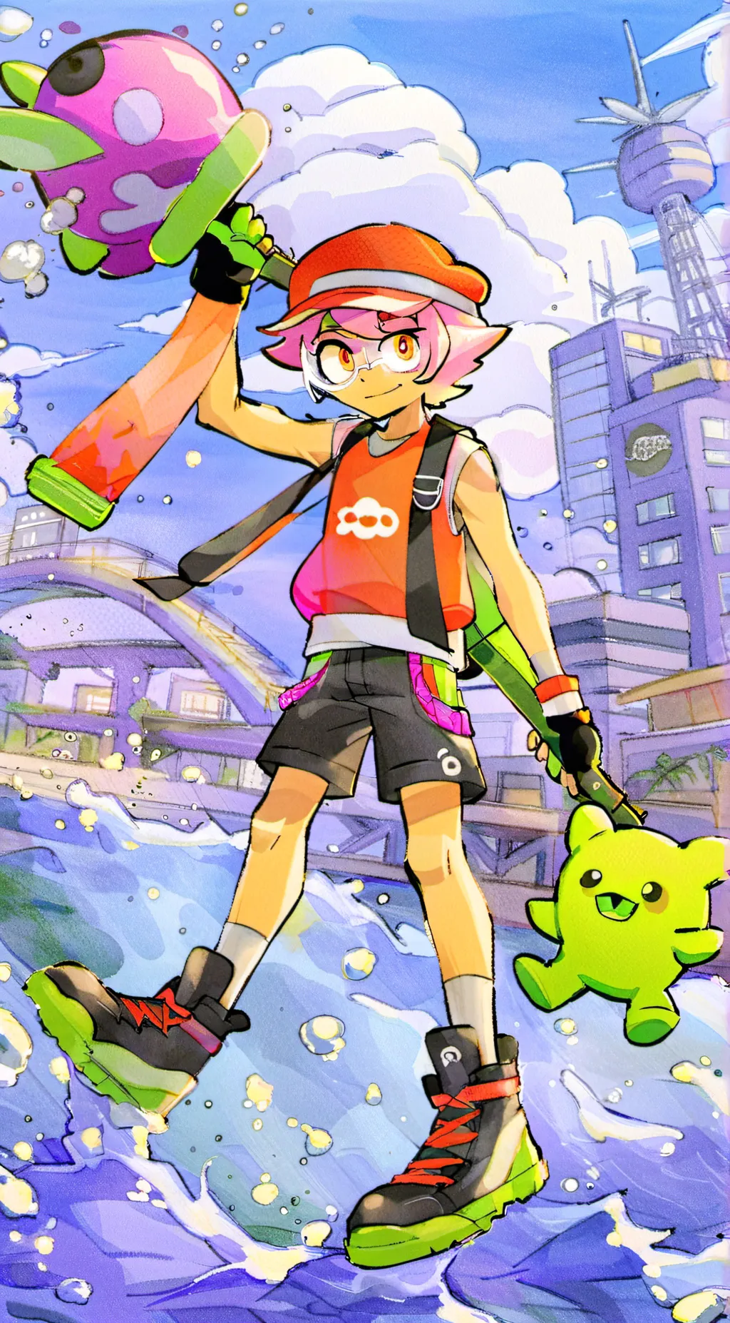 ai character: Aloha splatoon background