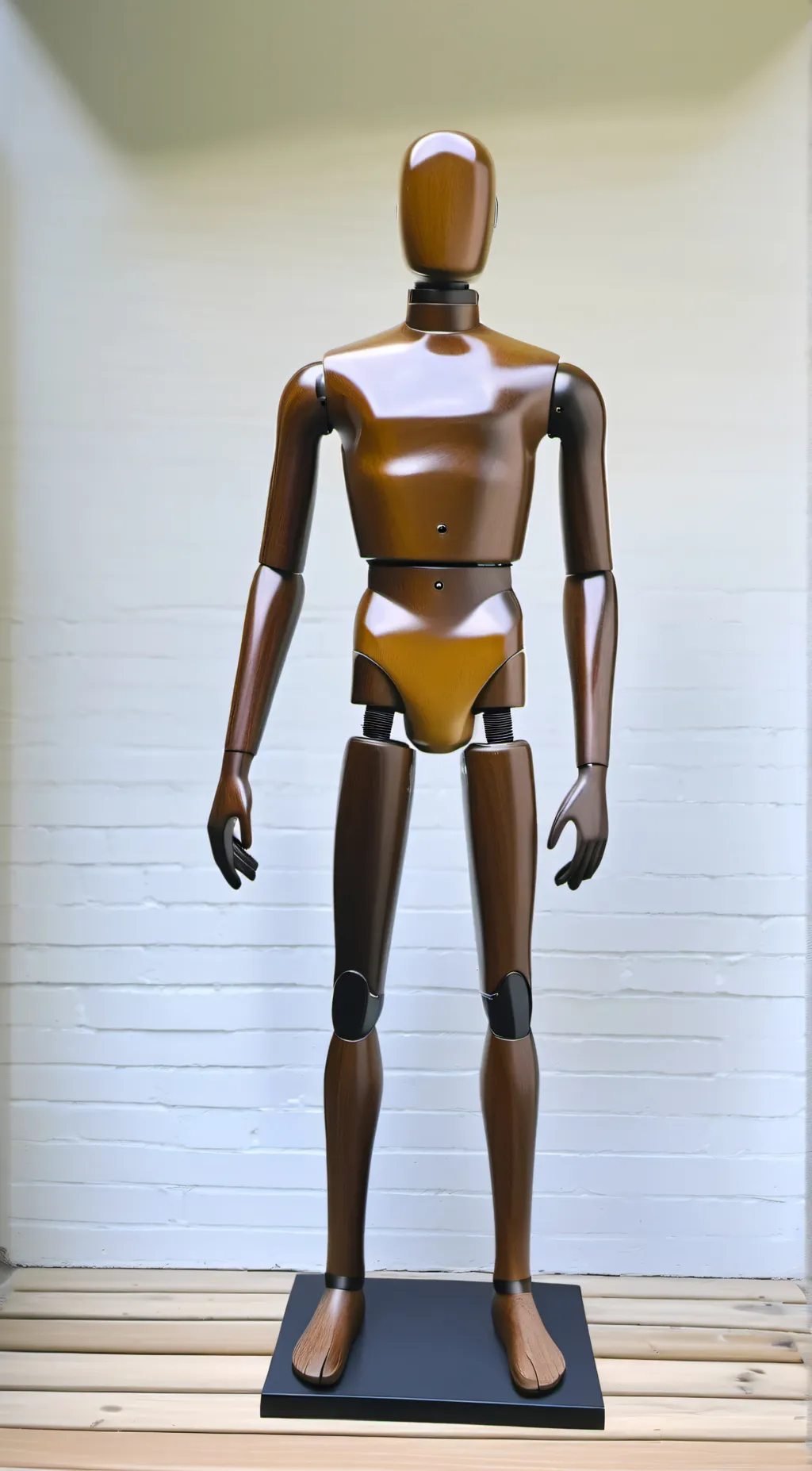 ai character: wooden mannequin background