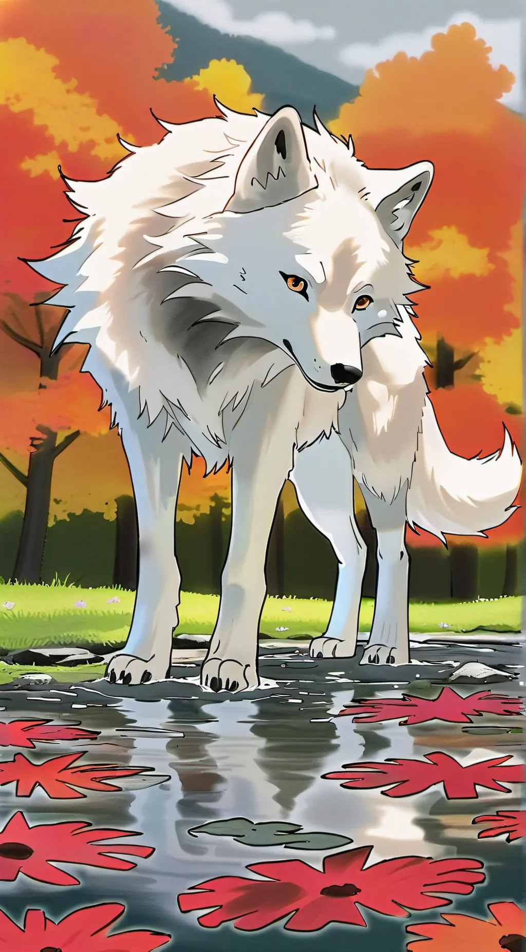 ai character: Wolf forest background
