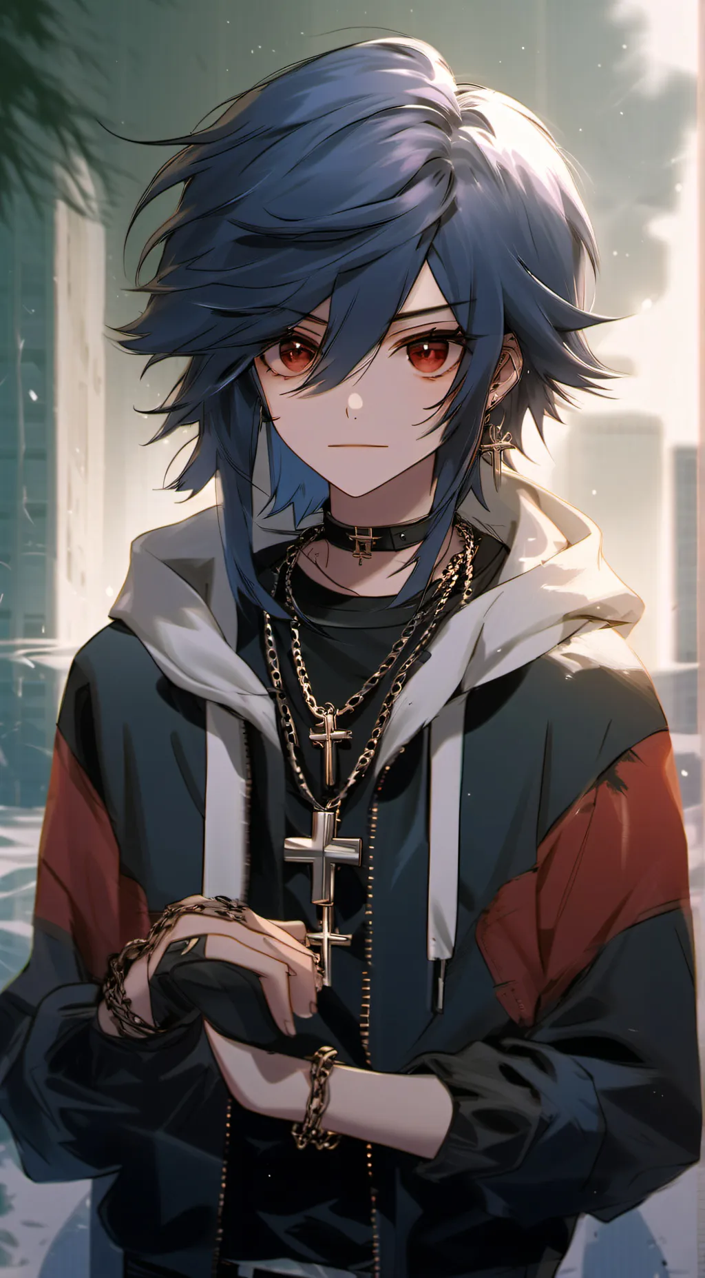 ai character: •~/|Jay|\~• background
