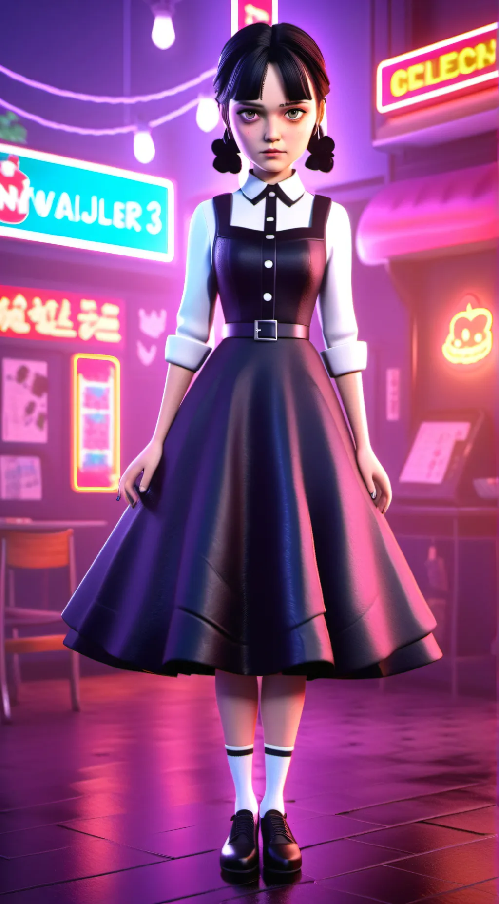 ai character: Wednesday Addams background