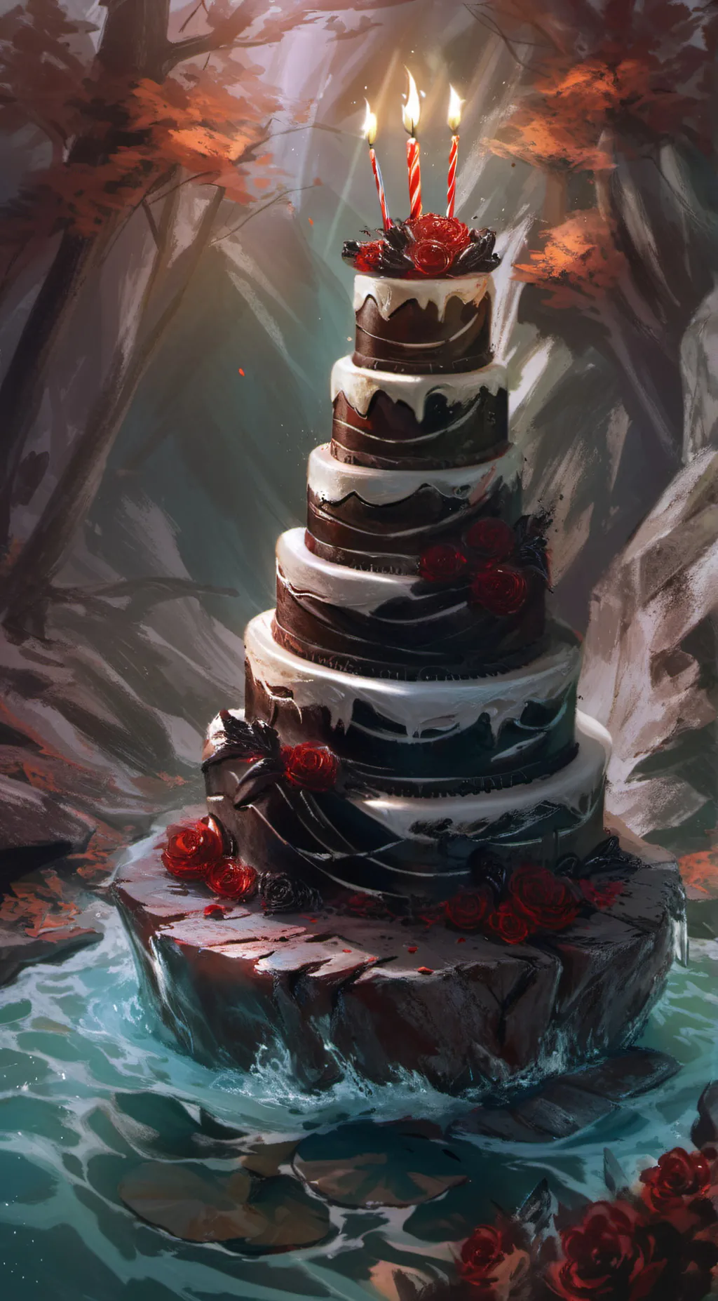 ai character: Birthday cake background