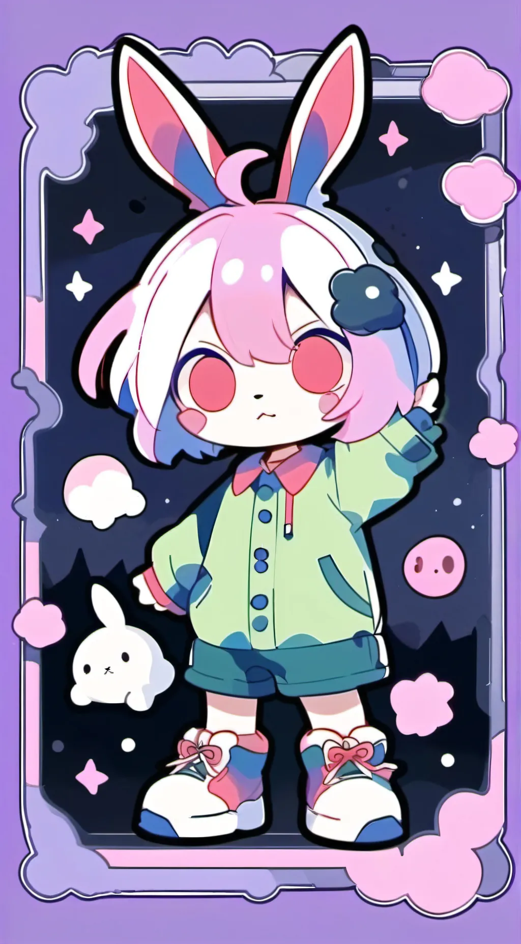 ai character: flower/bubble gum🌸 background