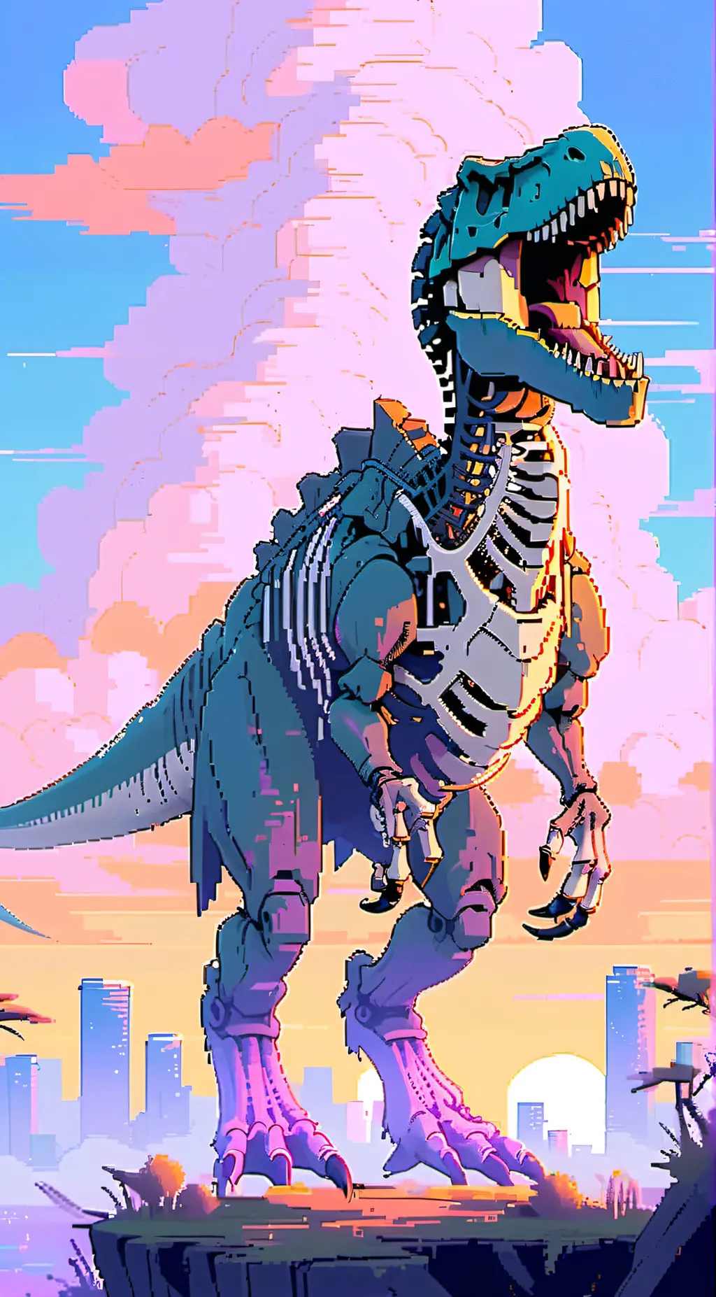 ai character: Skeleton Dinosaur  background