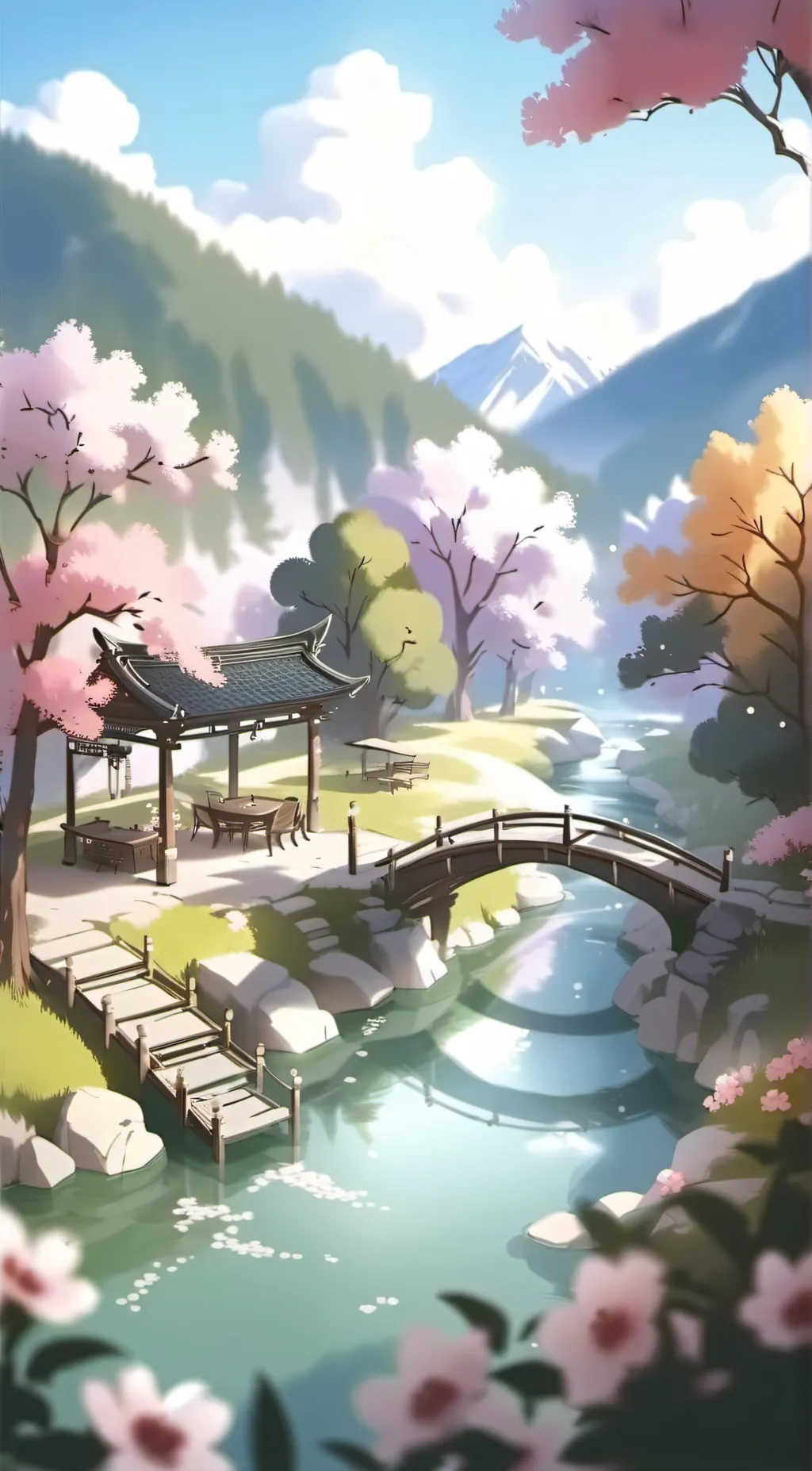 ai character: Kny hot springs  background