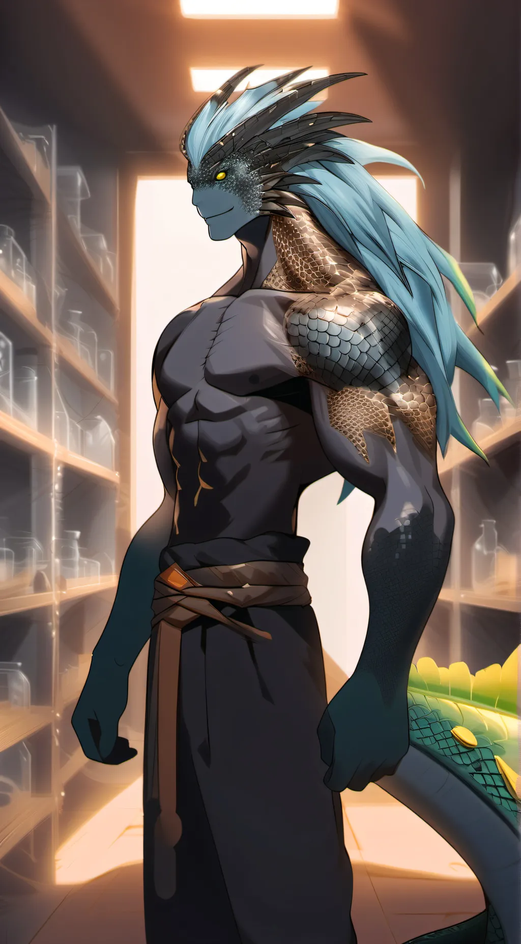 ai character: Amphibian man background