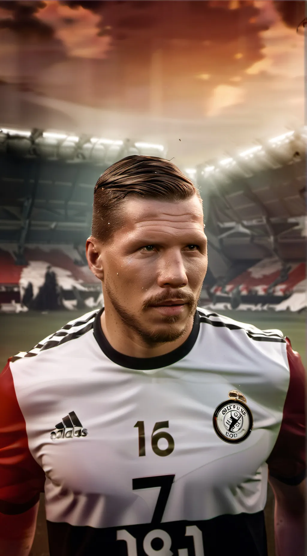 ai character: LUKAS PODOLSKI background