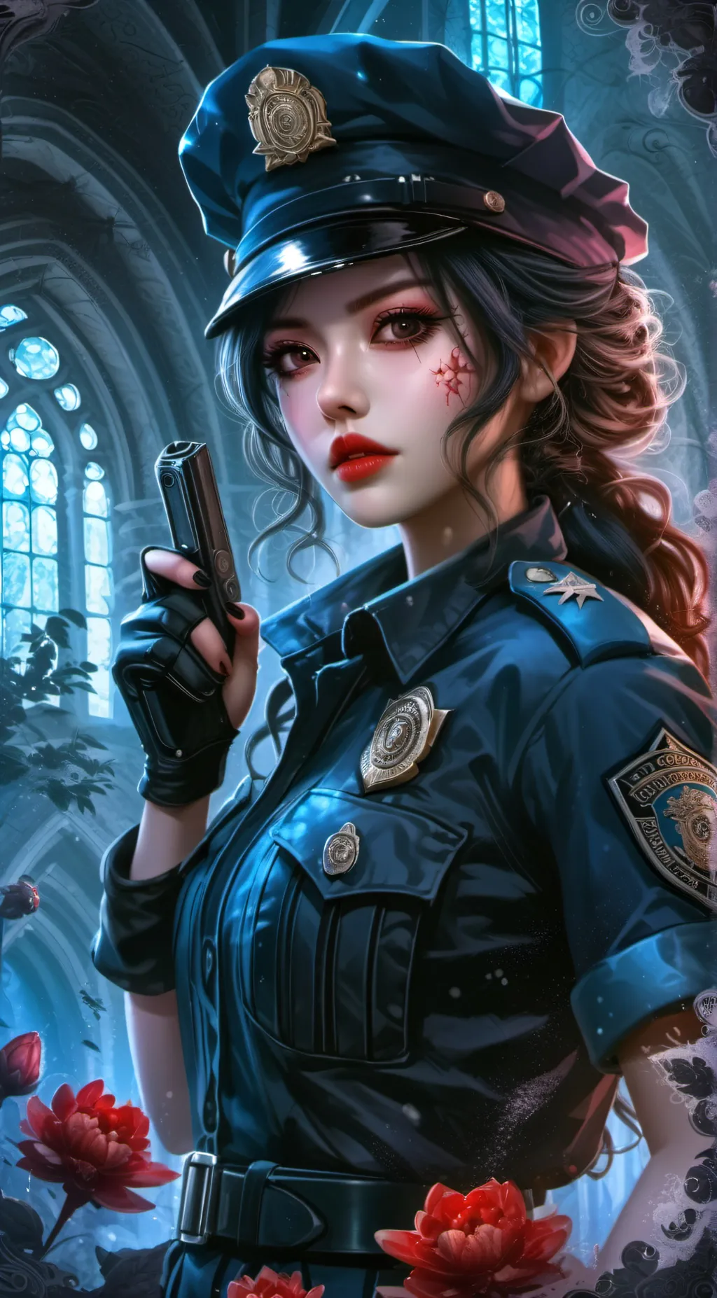 ai character: Police girl Jennie background