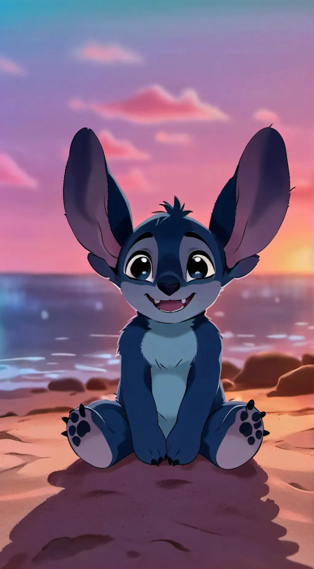 ai character: 🌊🌺Stitch🌺🌊 background