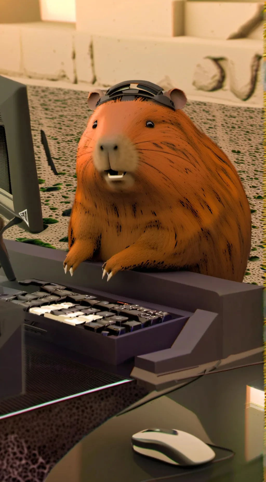 ai character: Gaming capybara background