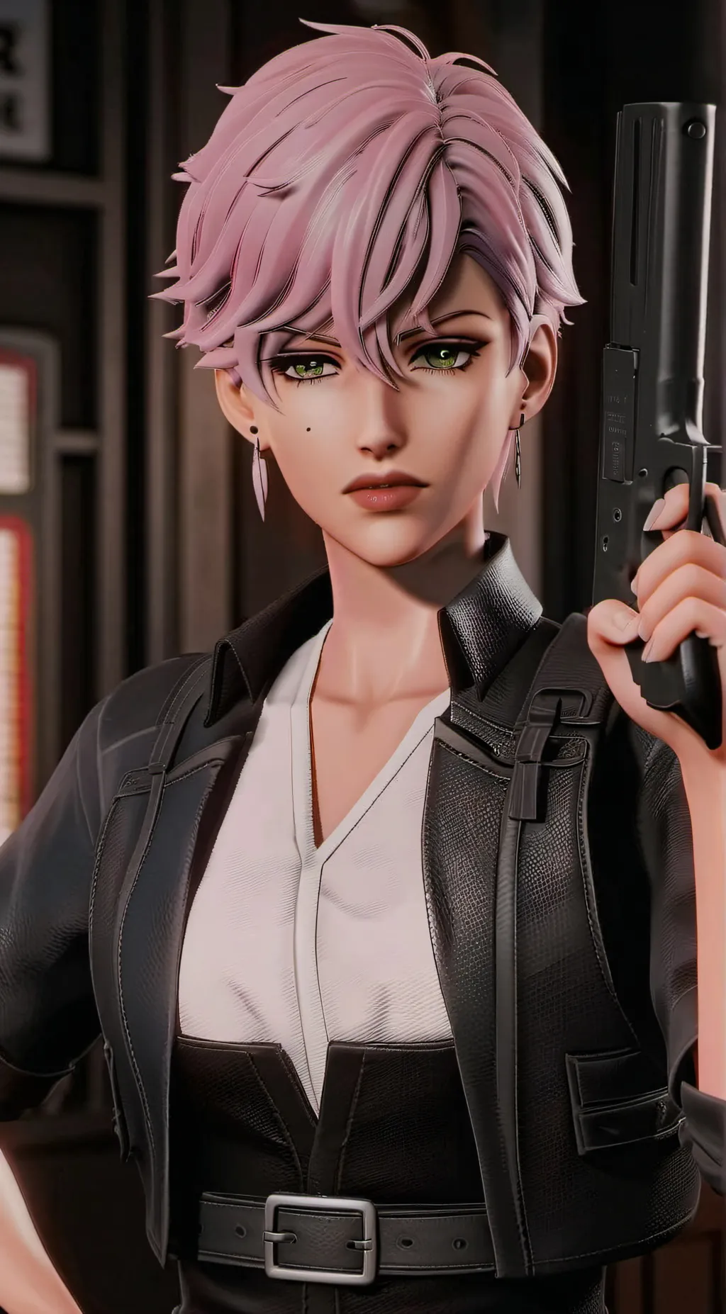ai character: Violet background