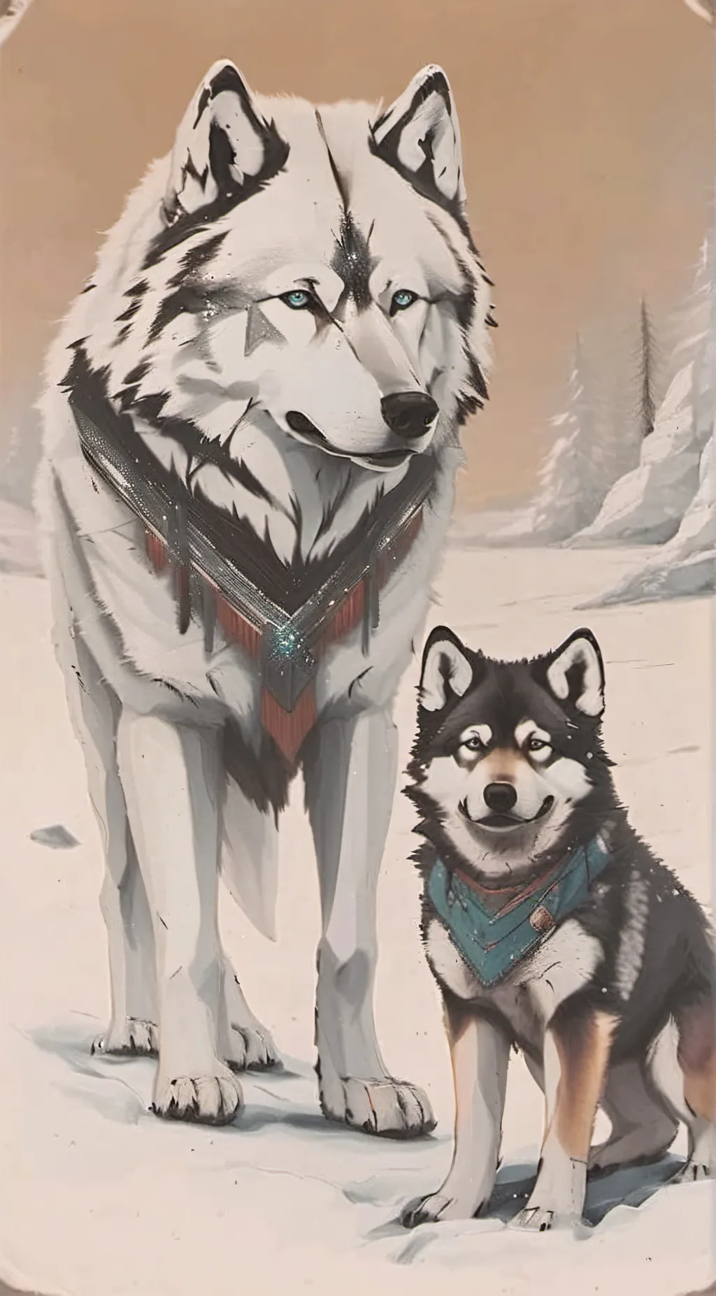 ai character: wolf & pup background
