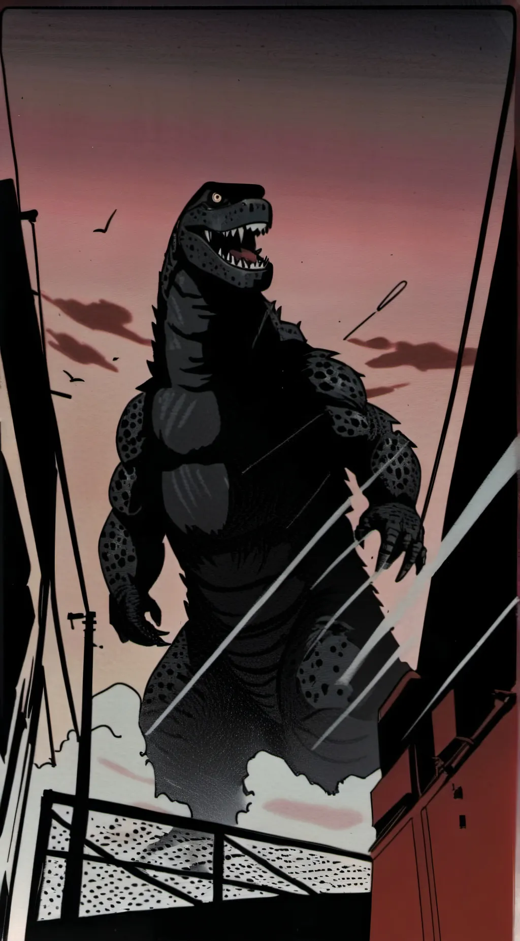 ai character: The man in gojira background
