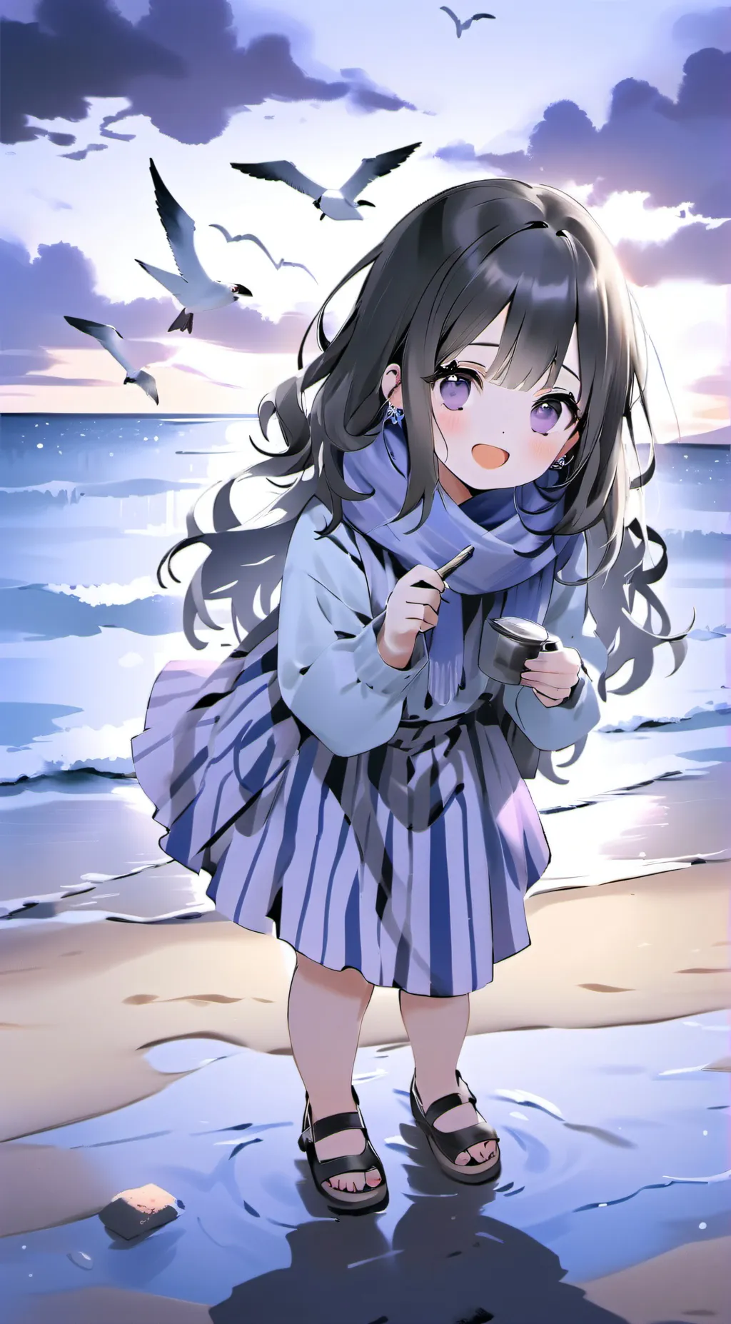 ai character: demon slayer beach background