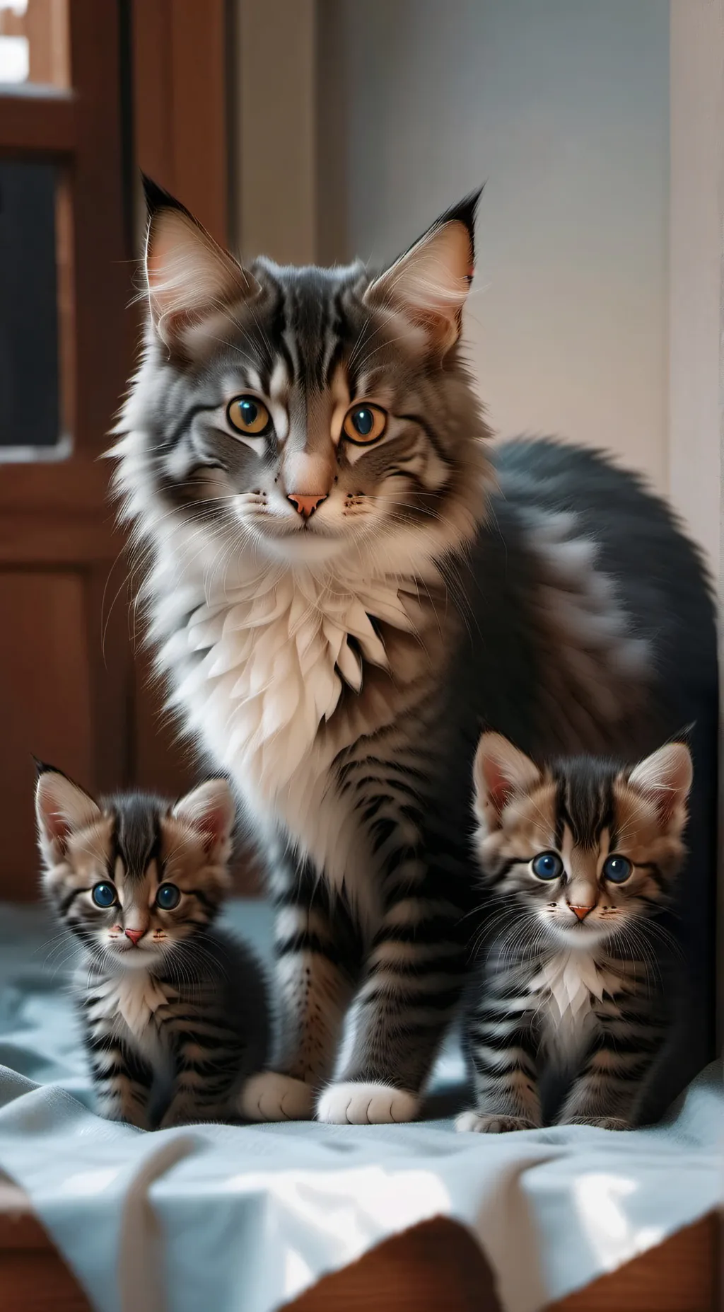 ai character: cat family  background