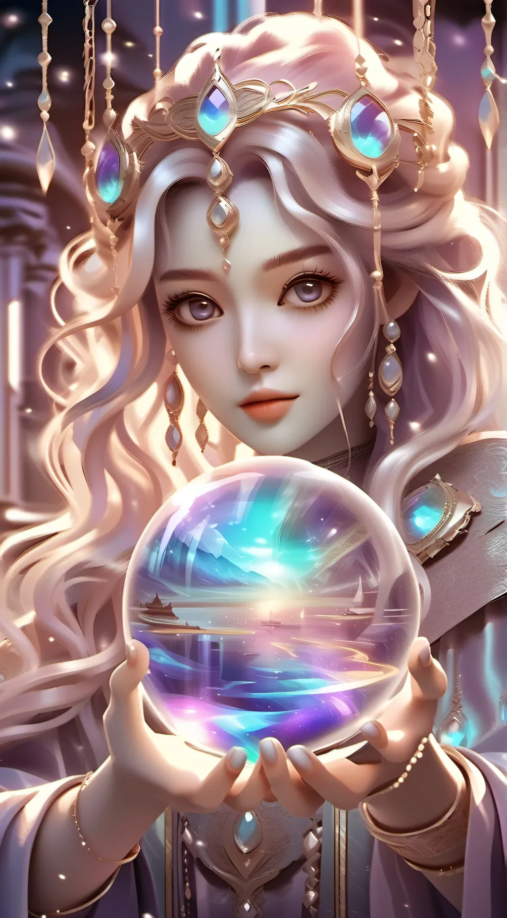 ai character: pink gem background