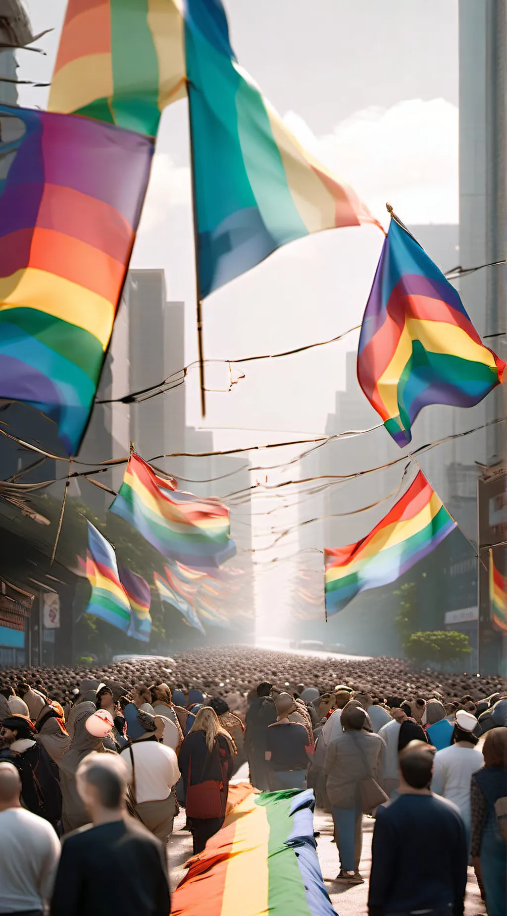 ai character: PRIDE PARADE🏳️‍🌈 background