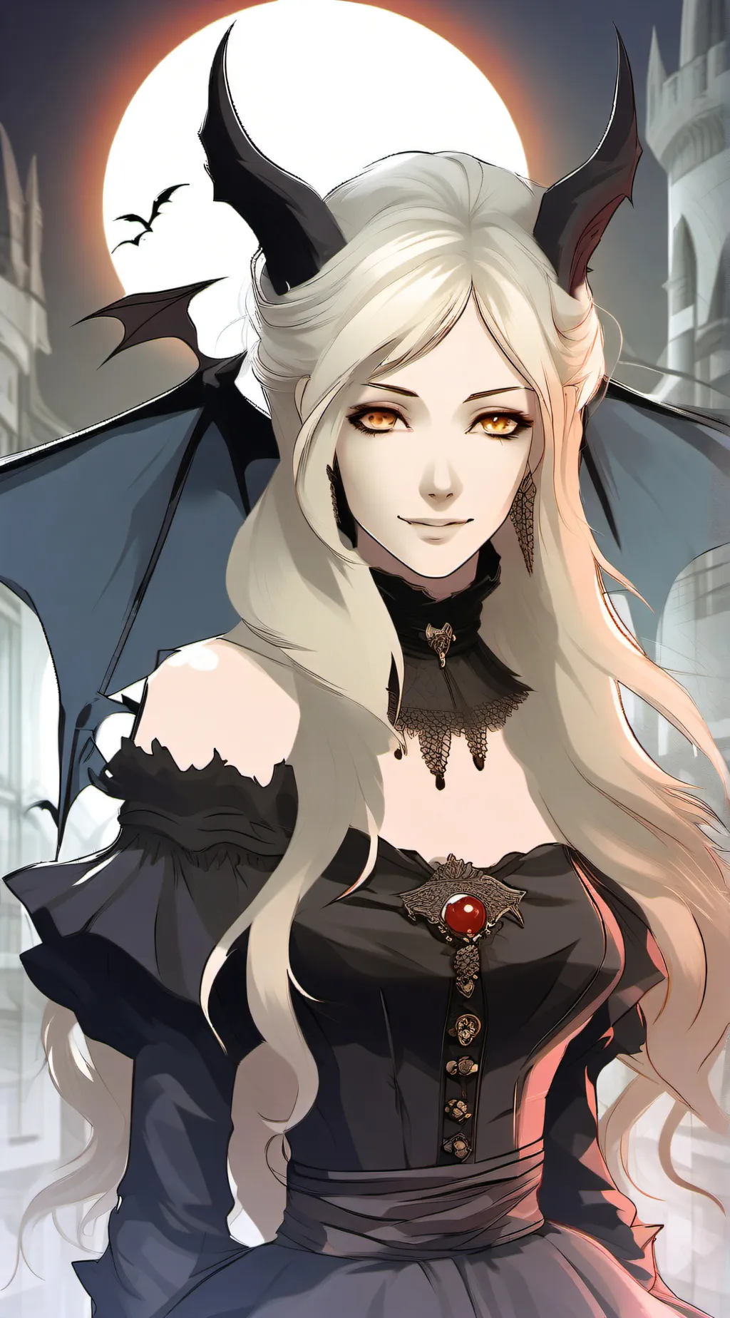 ai character: Annette Vampire  background