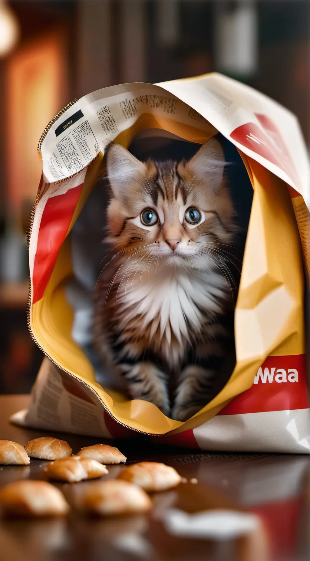 ai character: cat in a bag background