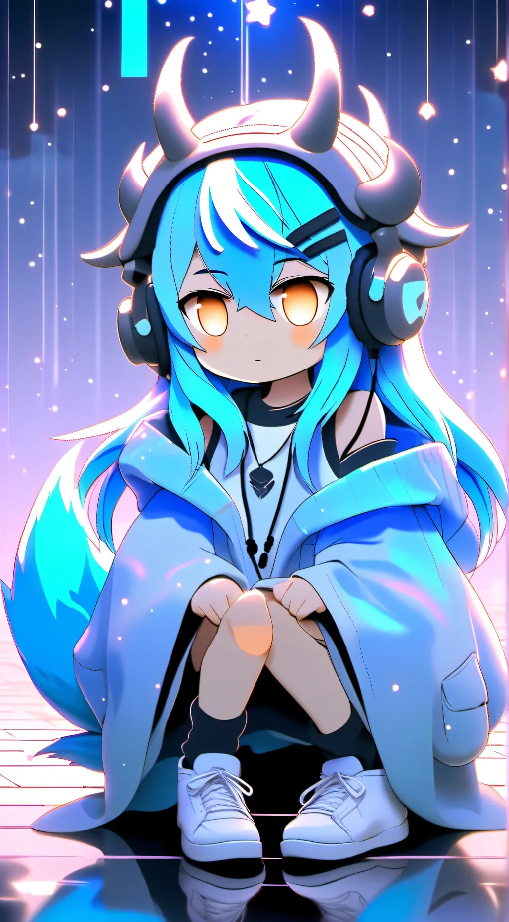 ai character: blue wolf girl background