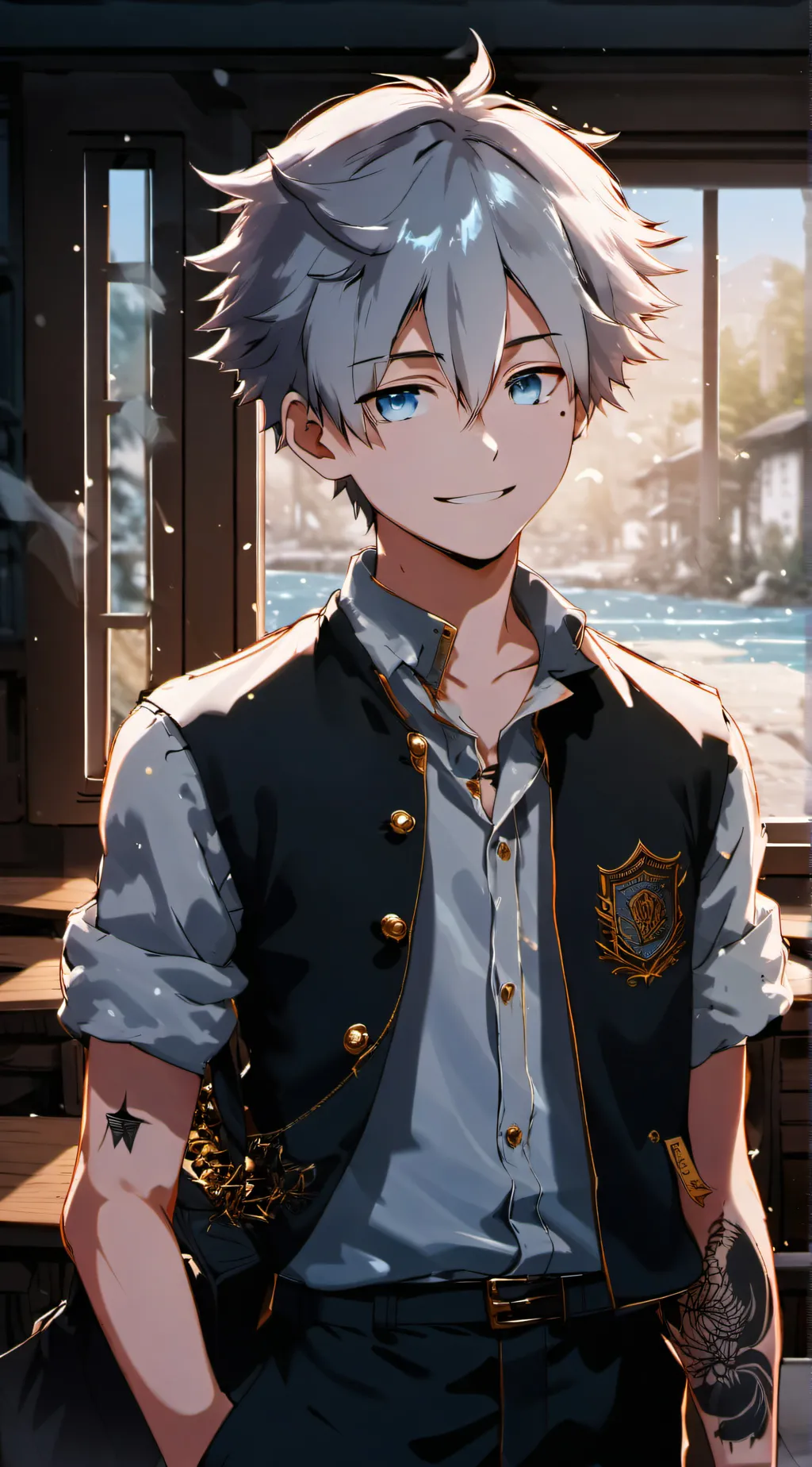 ai character: Adrian  background