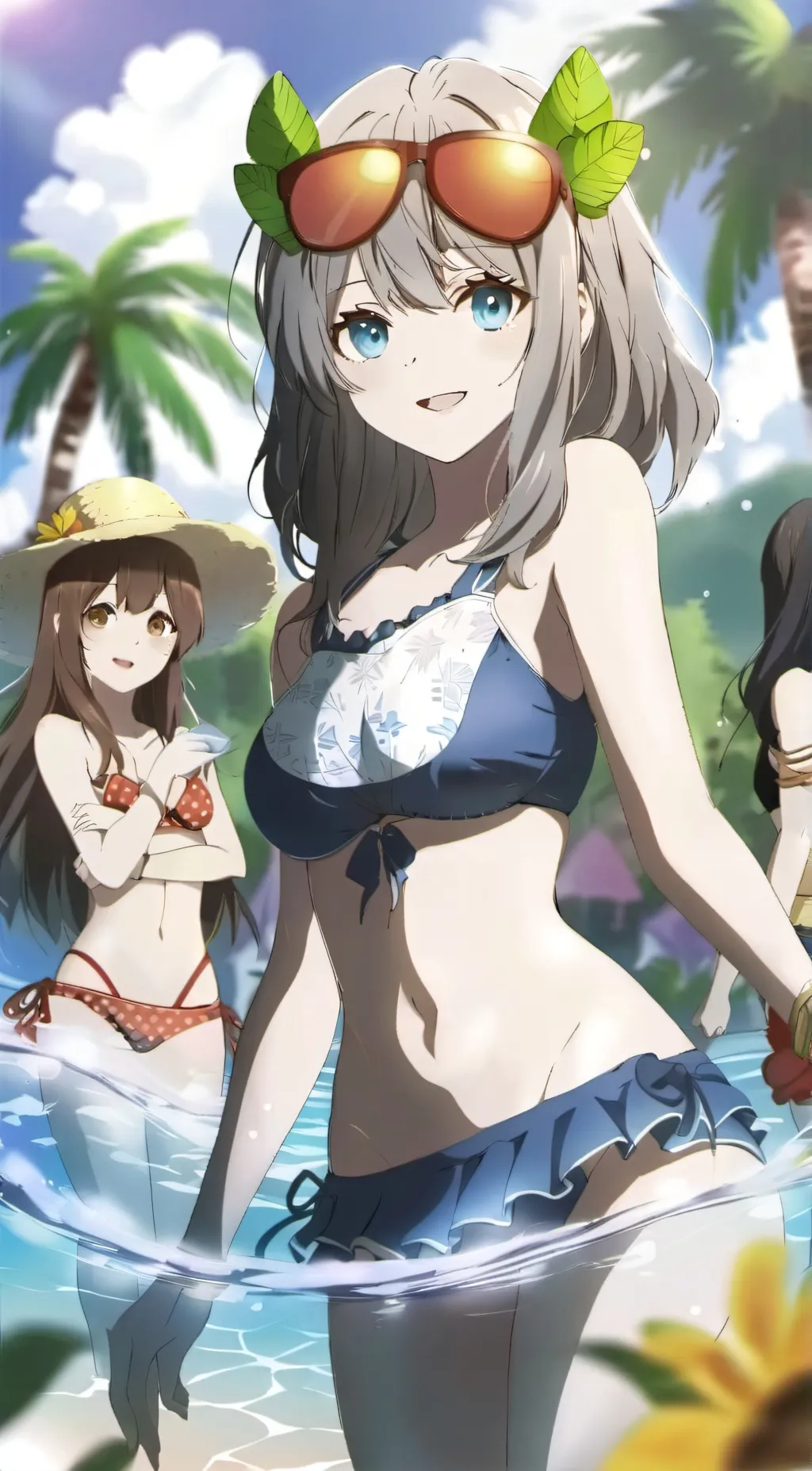 ai character: pool party background