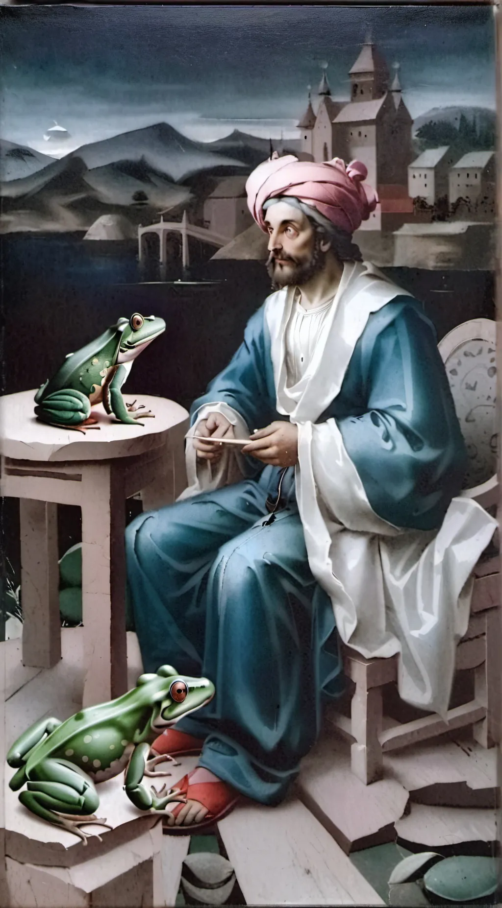 ai character: philosoper phrog background