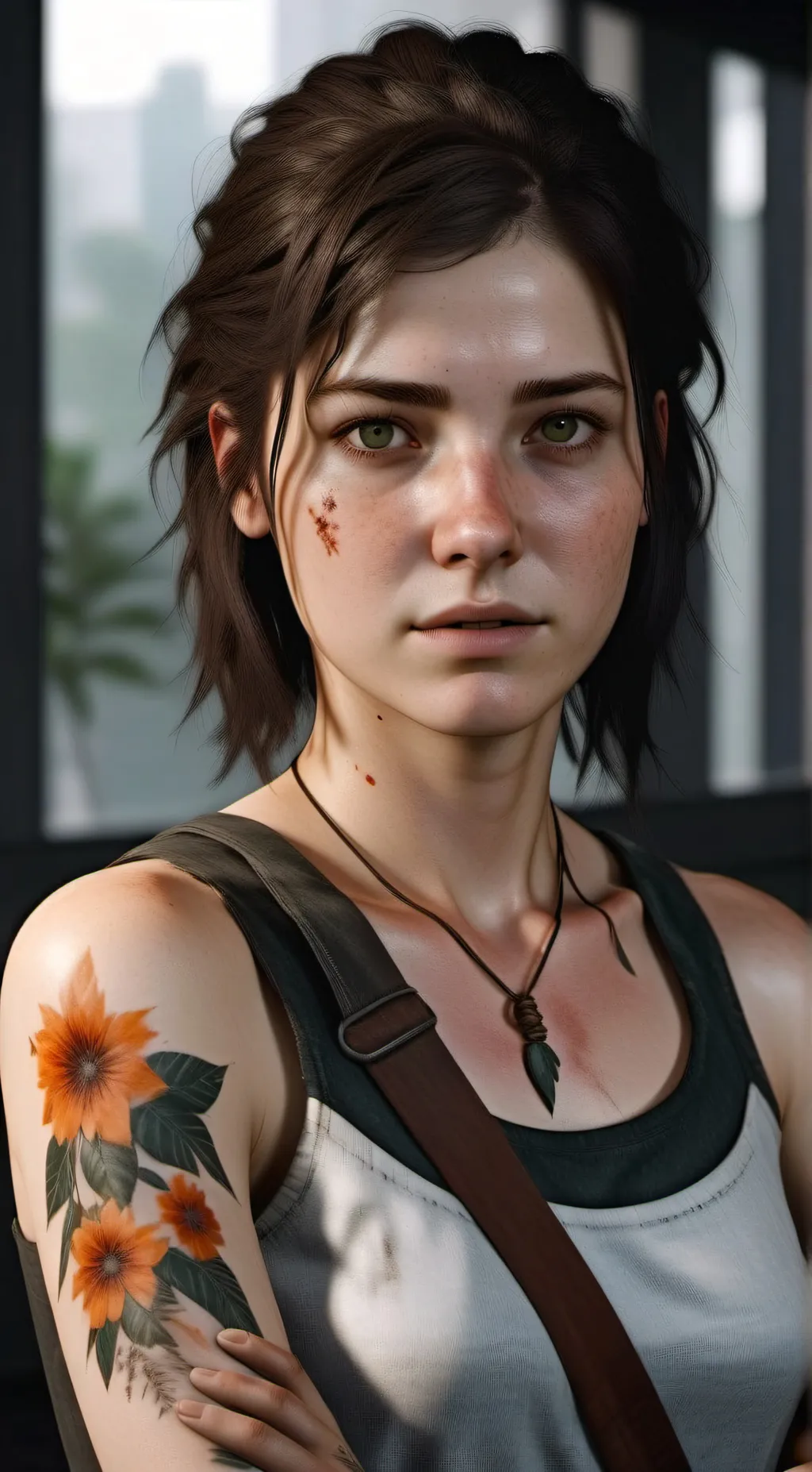 ai character: Ellie Williams  background