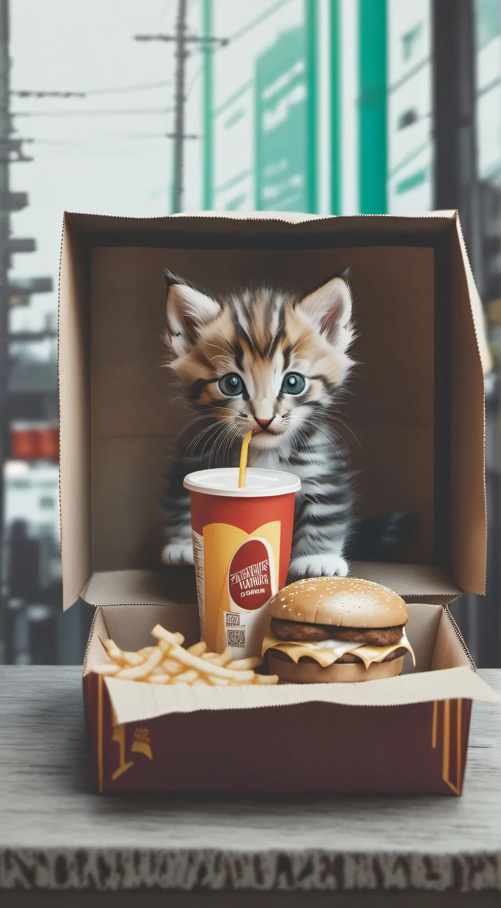 ai character: McDonalds cat background