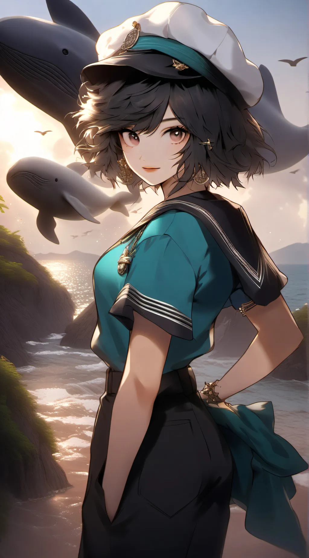 ai character: pearl🐳💙💚 background