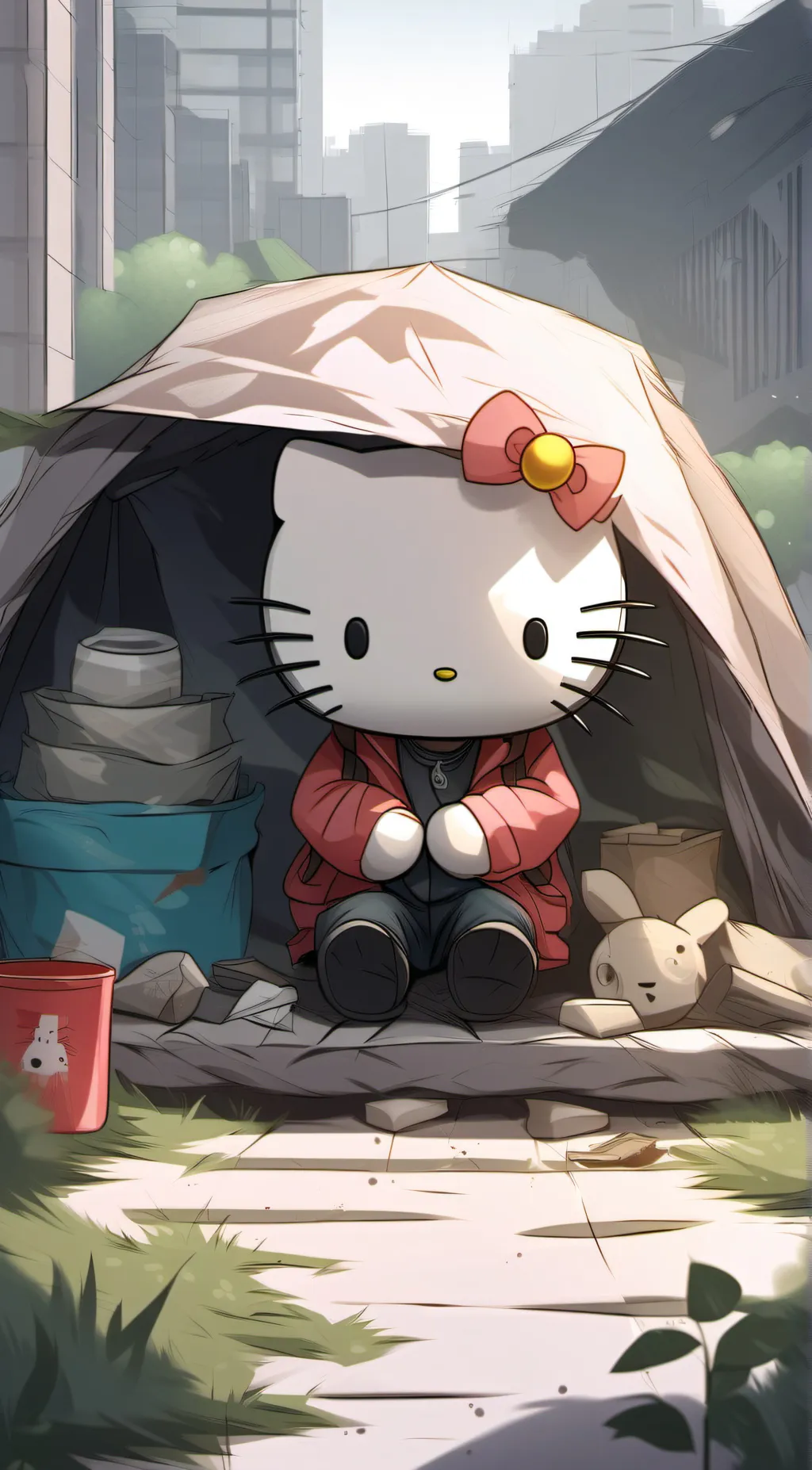 ai character: Hello kitty no hom background