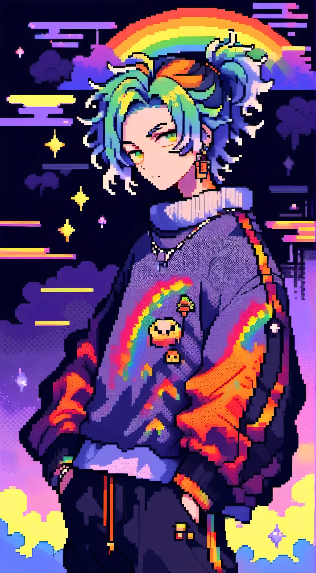 ai character: Rainbow  background