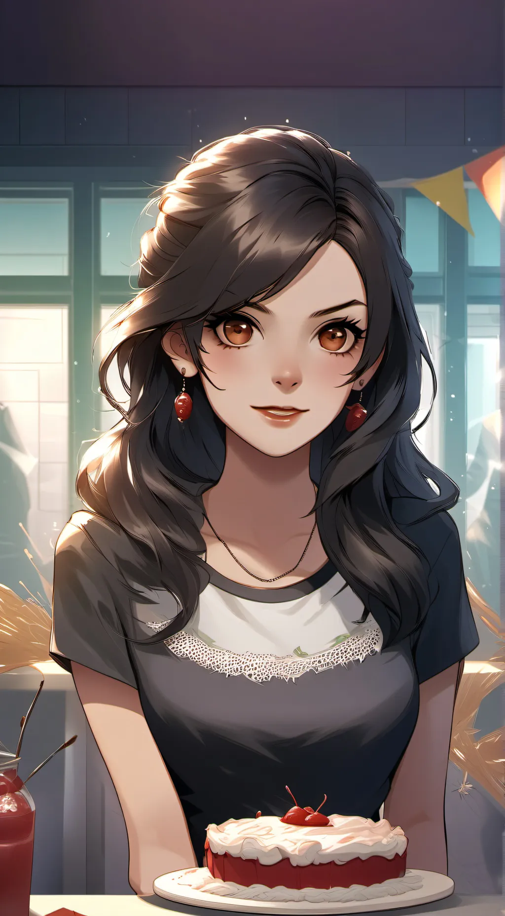 ai character: Girl. background