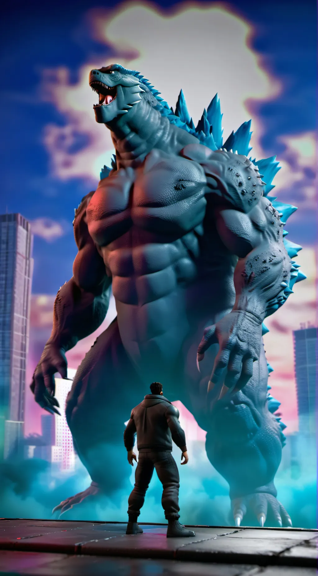 ai character: Godzilla minus one background