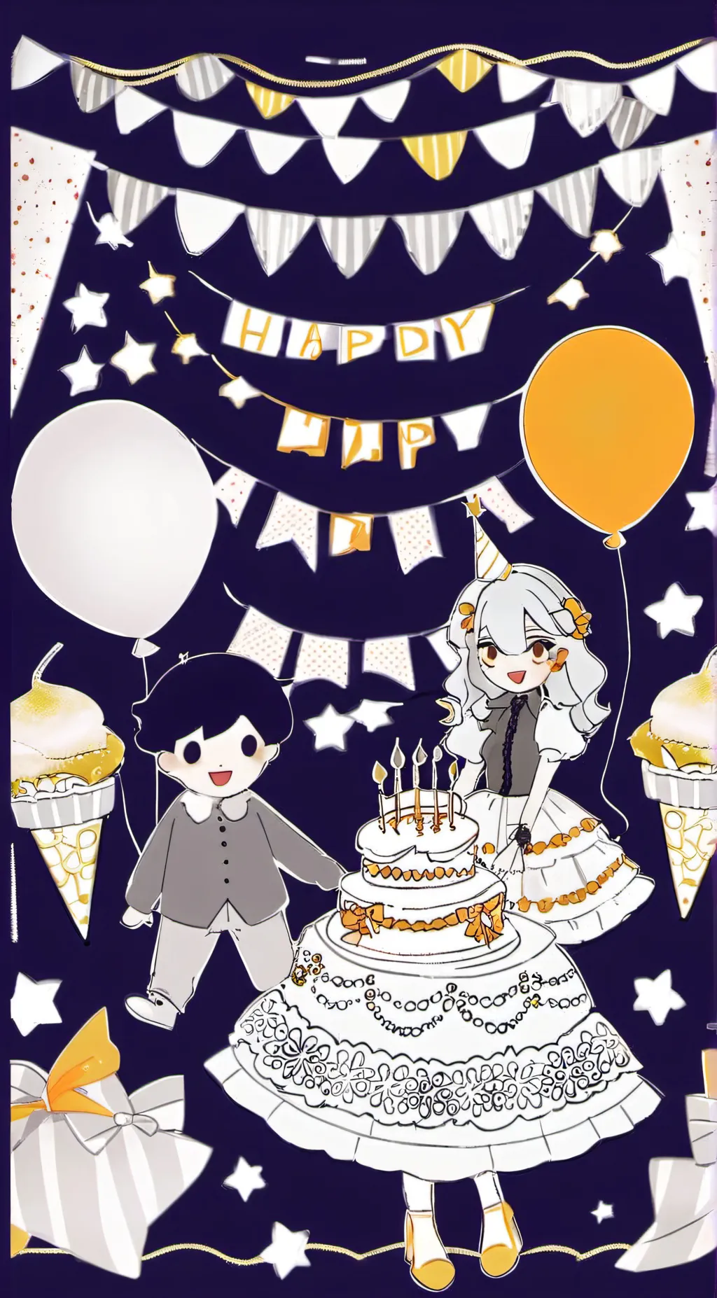 ai character: happy birthday background