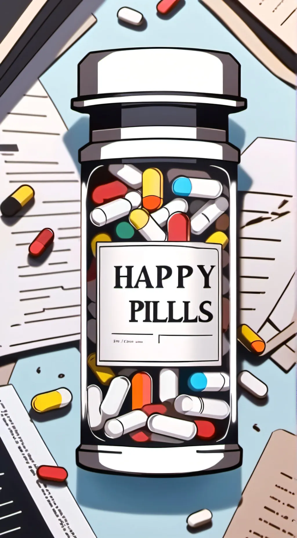 ai character: Happy pills background