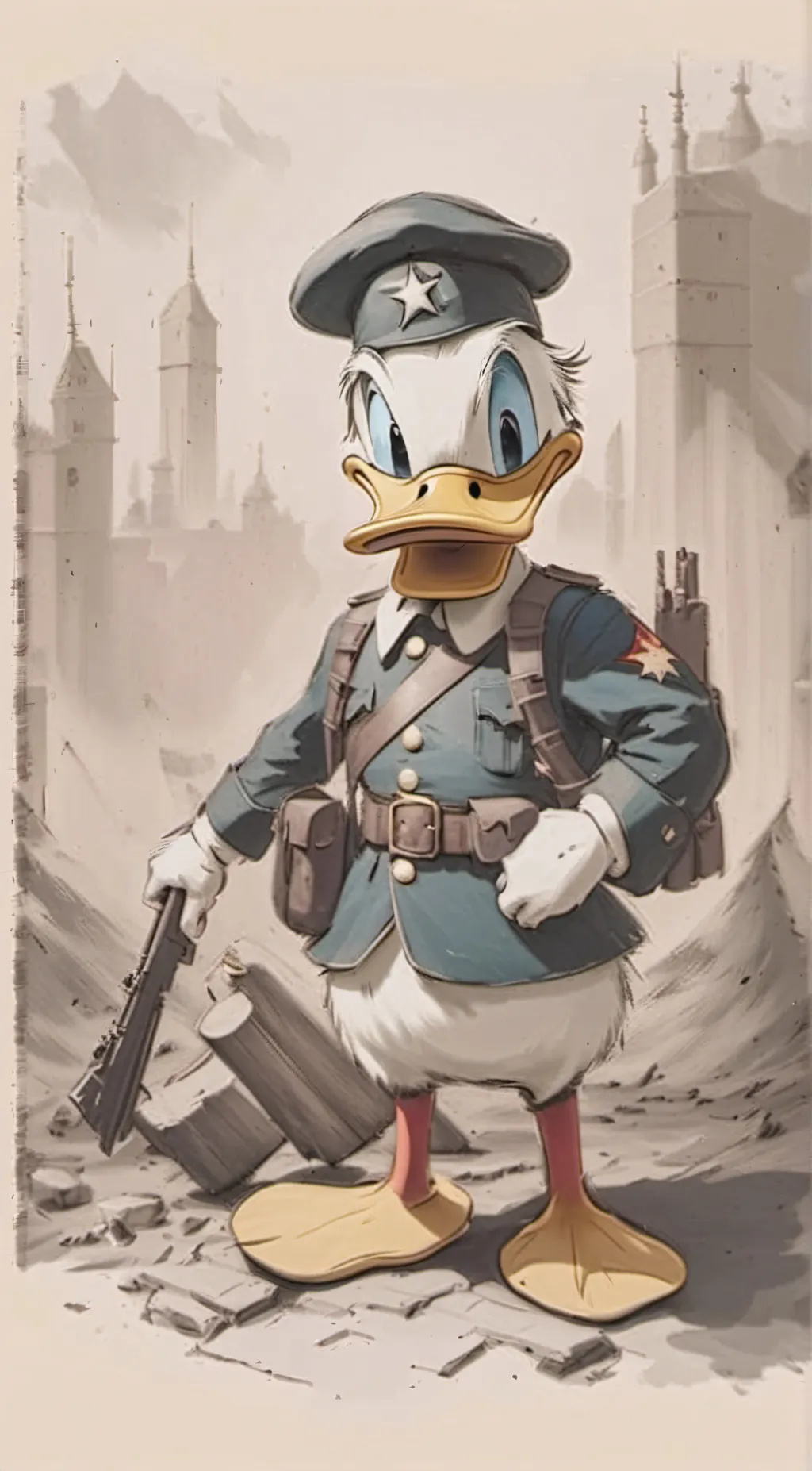 ai character: Donald duck  background