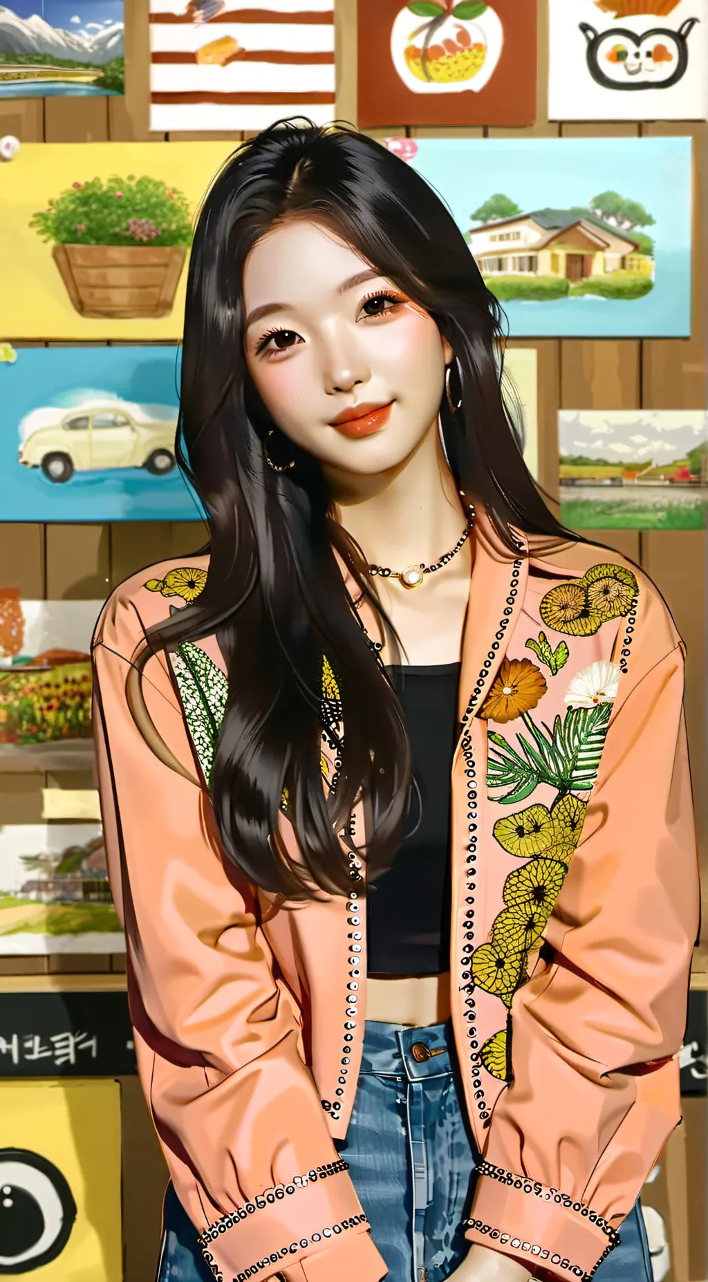 ai character: Kim Chaewon  background