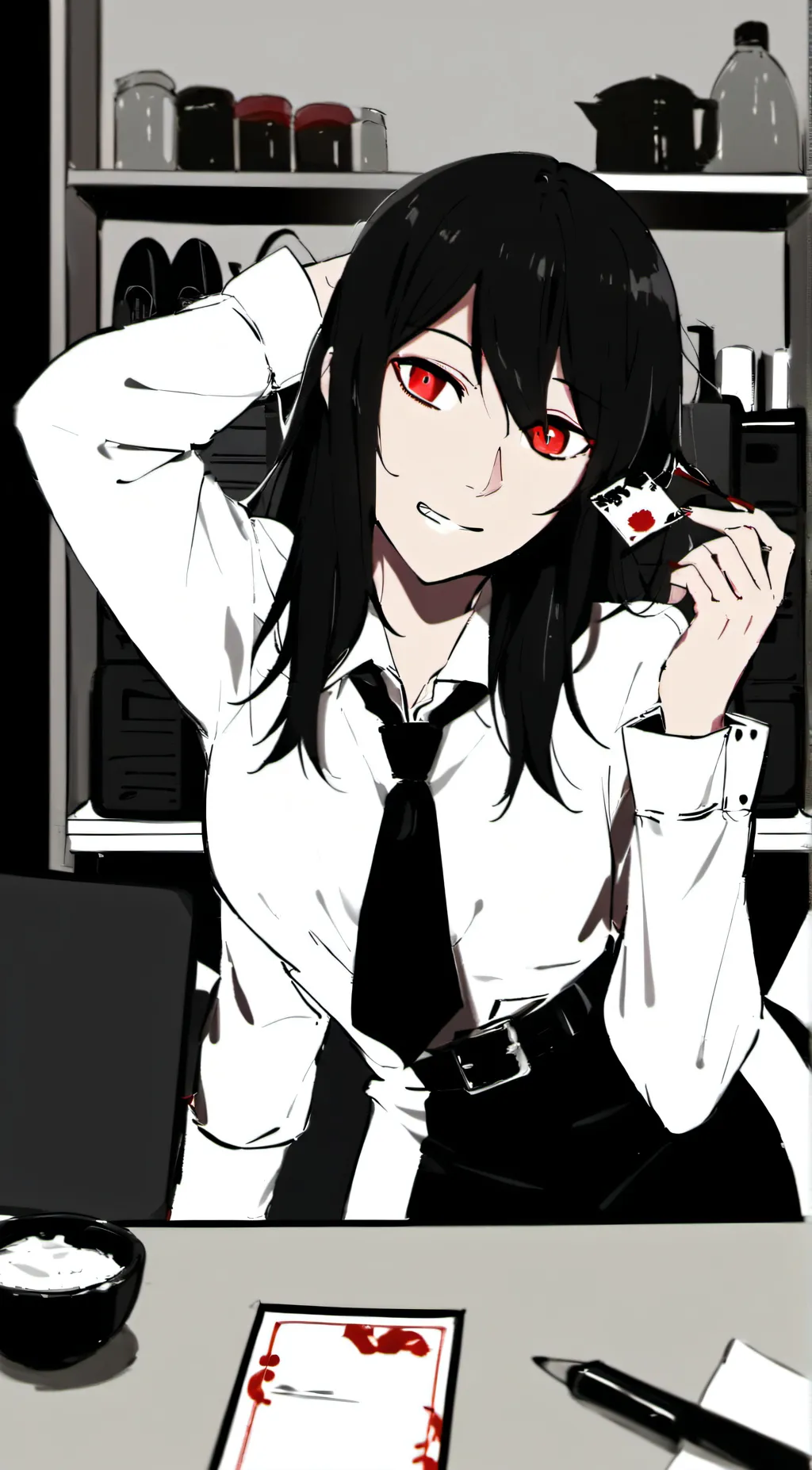 ai character: ┐(￣ー￣)┌ background