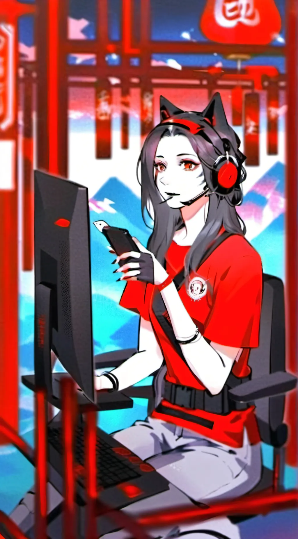 ai character: Aphmau alpha wolf  background