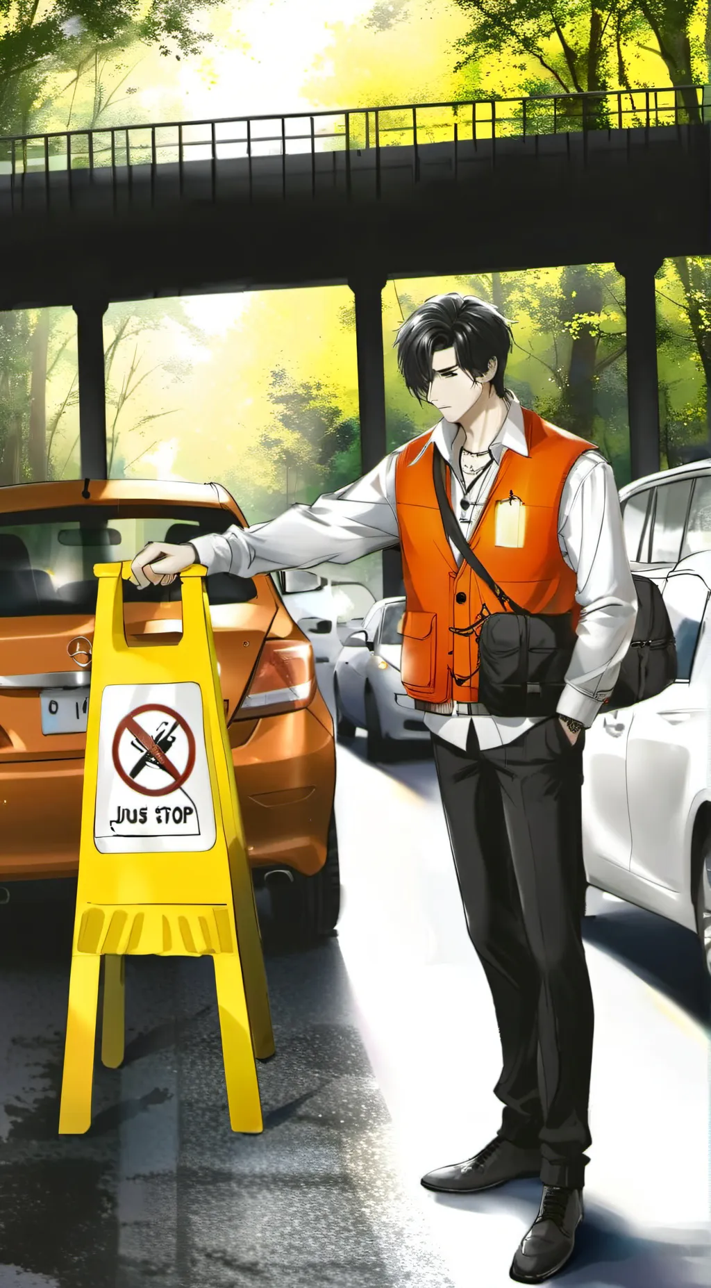ai character: Stop Oil protestor background