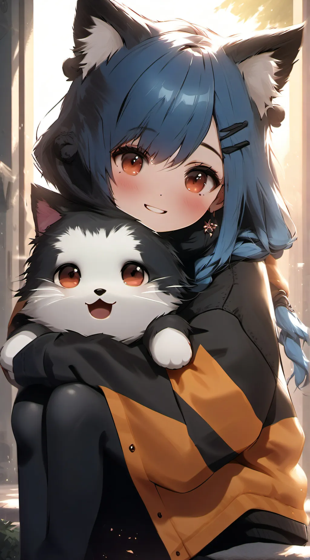 ai character: homeless catgirl background