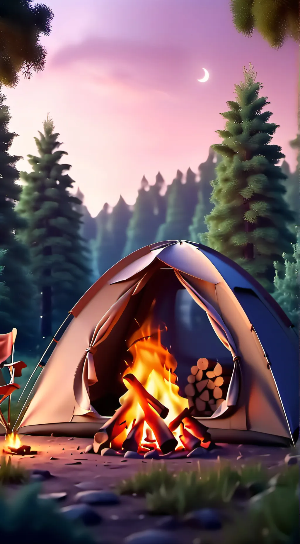 ai character: Hazbin Camping background