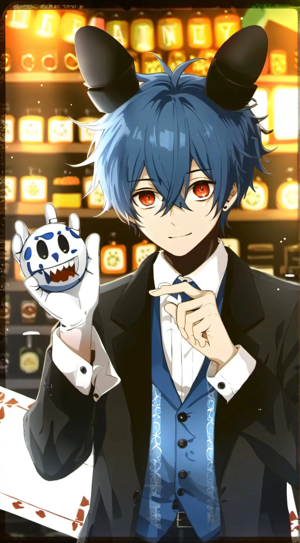 ai character: Toy bonnie (human) background