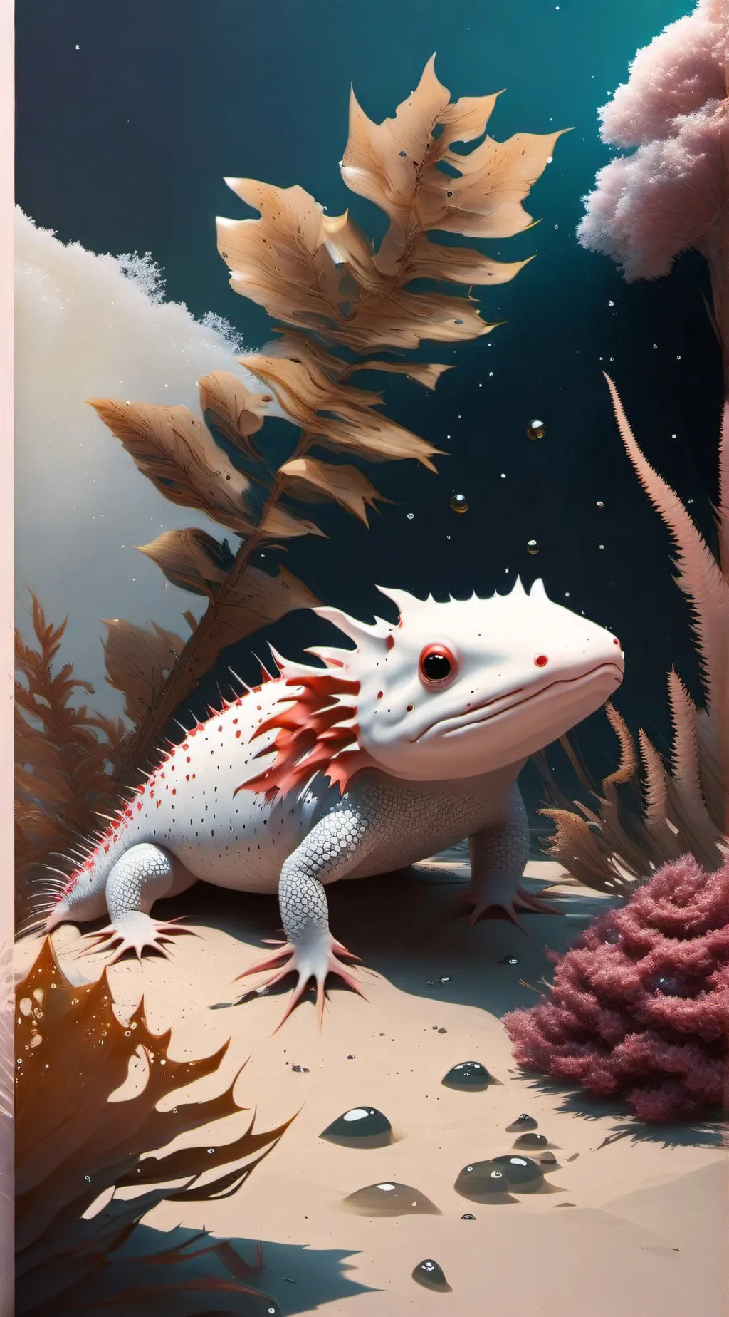 ai character: axolotl  background