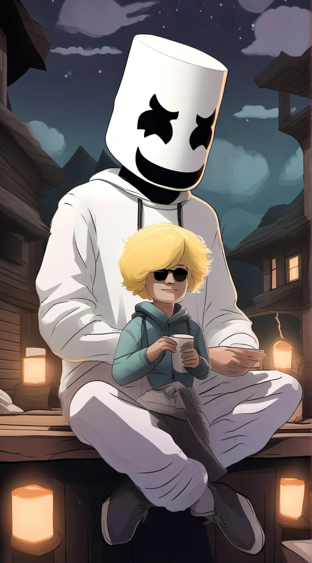 ai character: Marshmello background