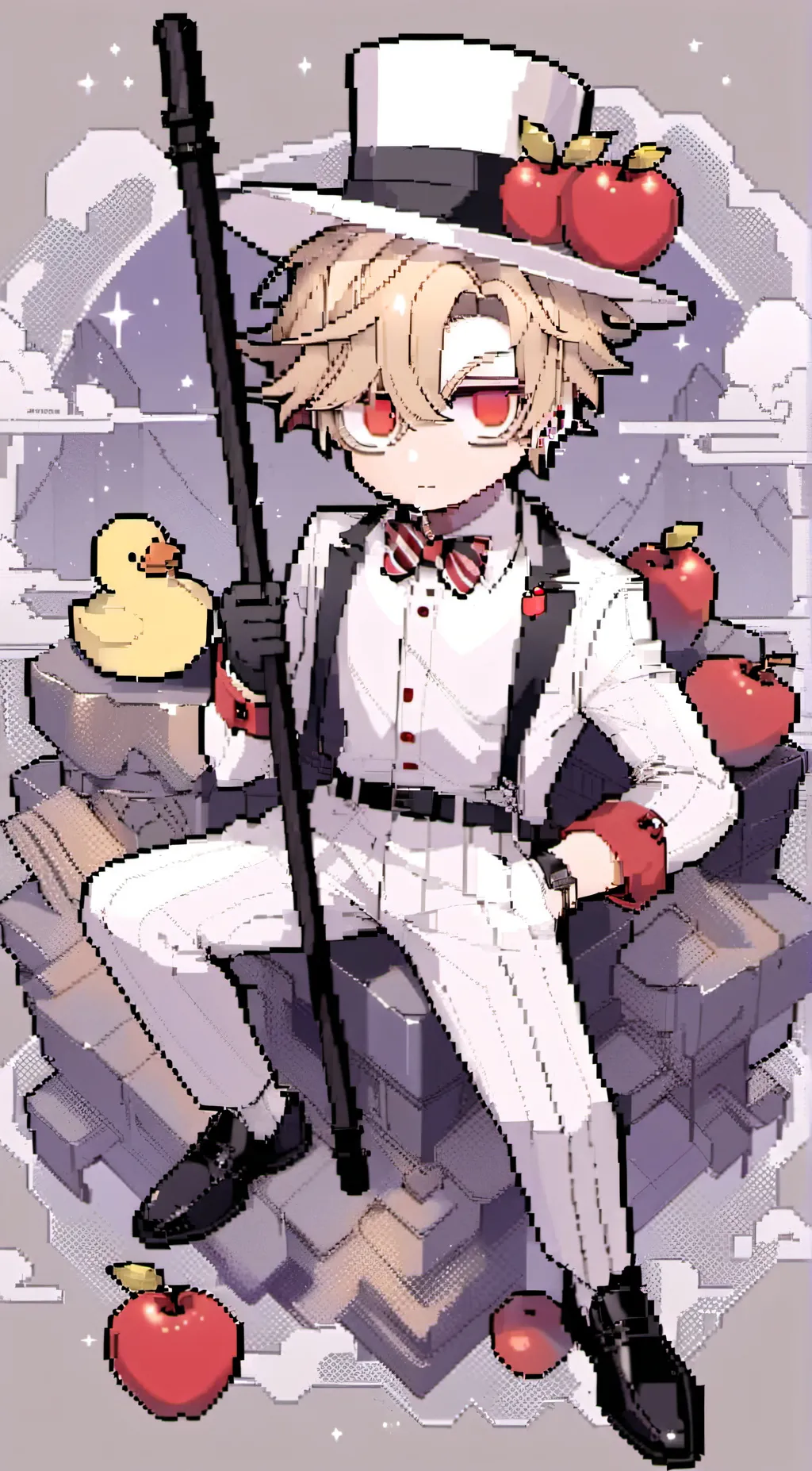 ai character: 🦆Lucifer🍎 background