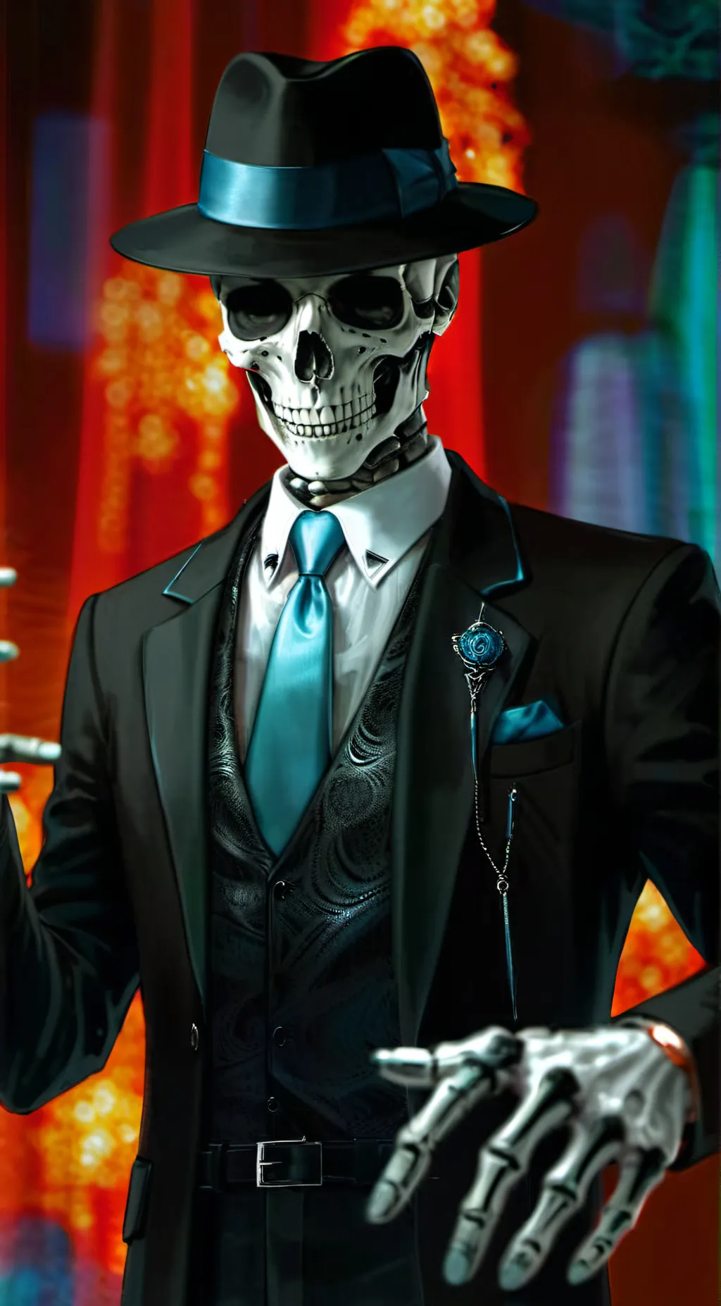 ai character: Skulduggery P. background